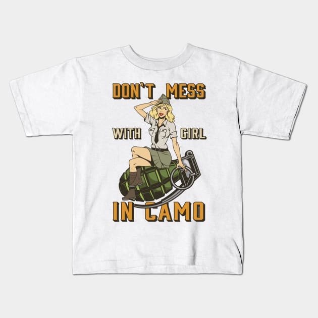 Don't Mess With Girls in Camo Kids T-Shirt by Planet of Tees